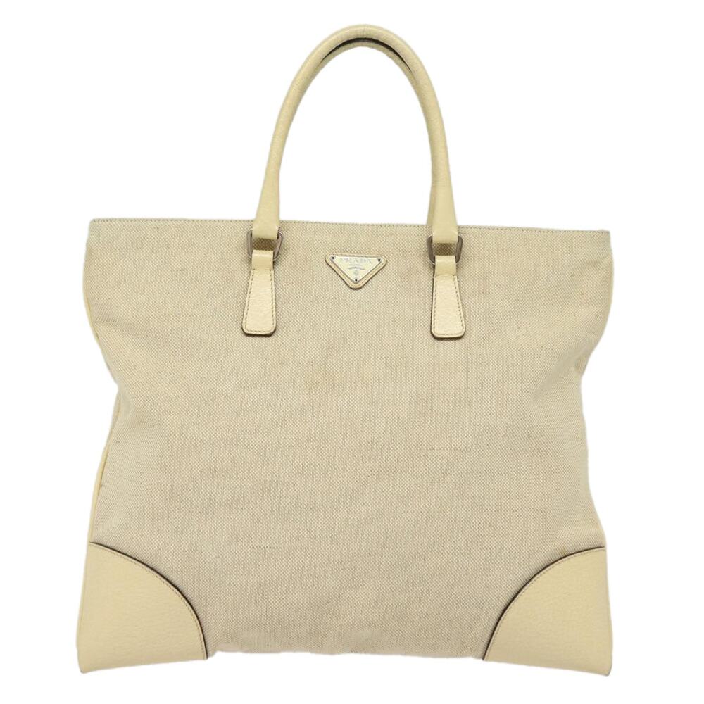 PRADA Hand Bag Canvas Beige - Picture 2 of 9